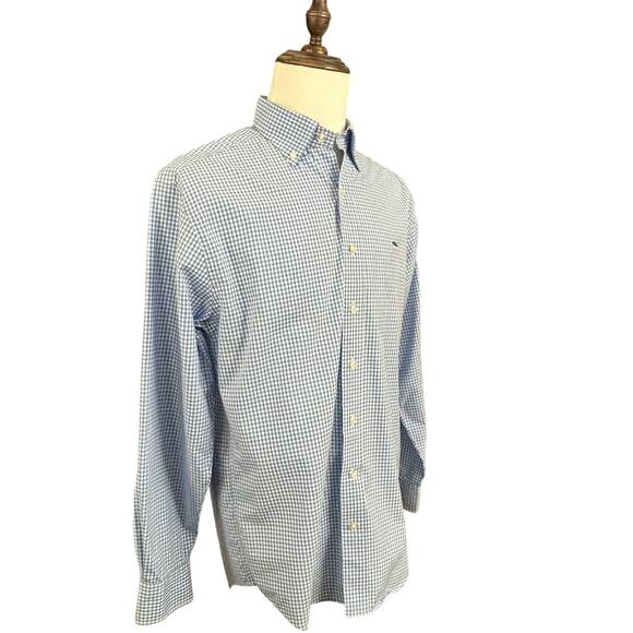 Vineyard Vines Classic Fit Whale Shirt Men's SIZE M Blue Gingham Preppy Classic - Picture 10 of 11
